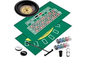 Lunmon Roulette Wheel Set Include 10 Inch Roulette Wheel, Double Sided Felt, 200 Chips, Chip Rake, Acrylic Marker, Dealer Poker Button for Blackjack Casino Game Night Party Holidays