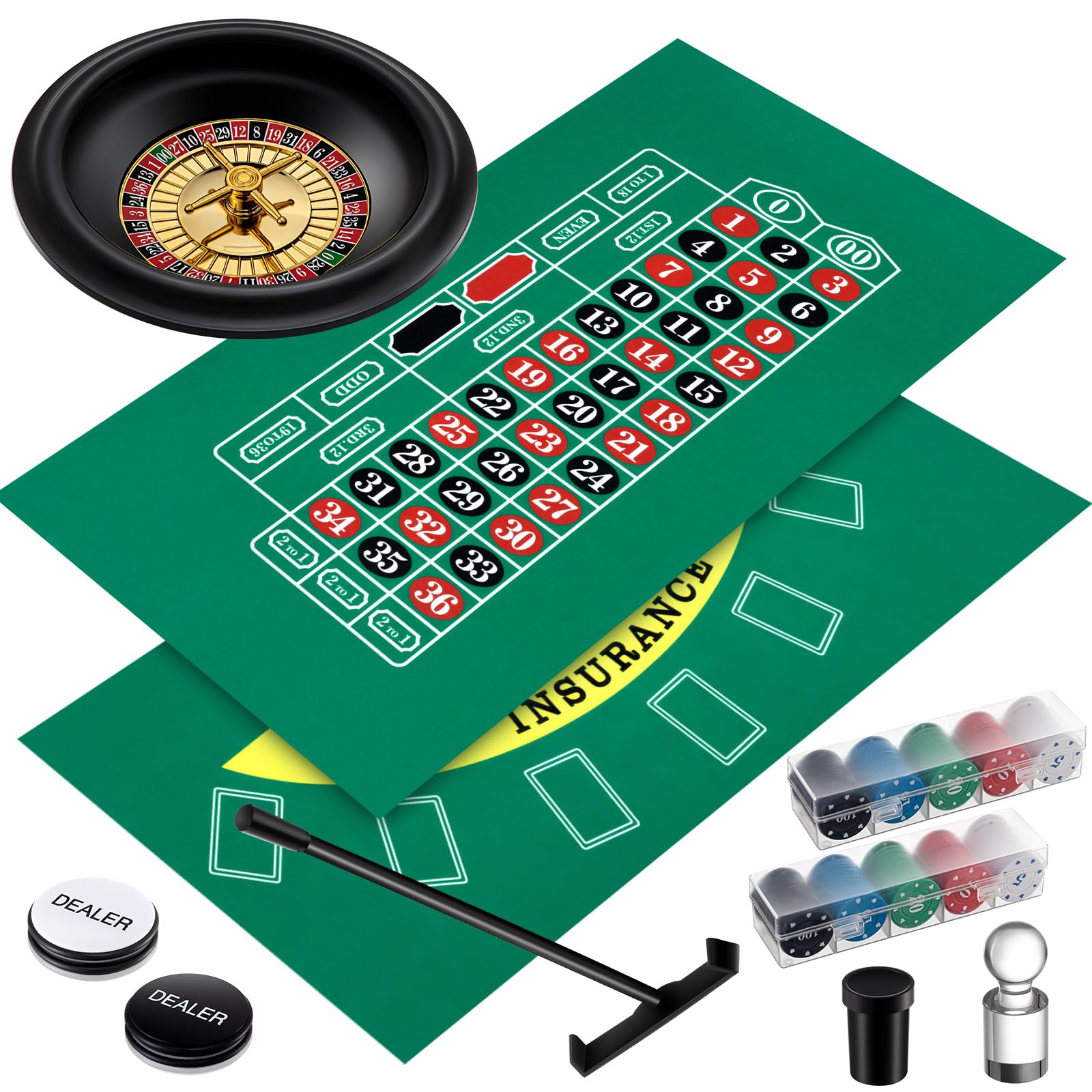 Photo 1 of Lunmon Roulette Wheel Set Include 10 Inch Roulette Wheel, Double Sided Felt, 200 Chips, Chip Rake, Acrylic Marker, Dealer Poker Button for Blackjack Casino Game Night Party Holidays