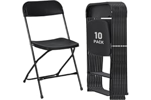 susici 10 Pack Plastic Folding Chairs, Portable Stackable Commercial Seat Folding Chairs with Steel Frame 350lbs for Home Office Outdoor Indoor Office Wedding Party Events, Black