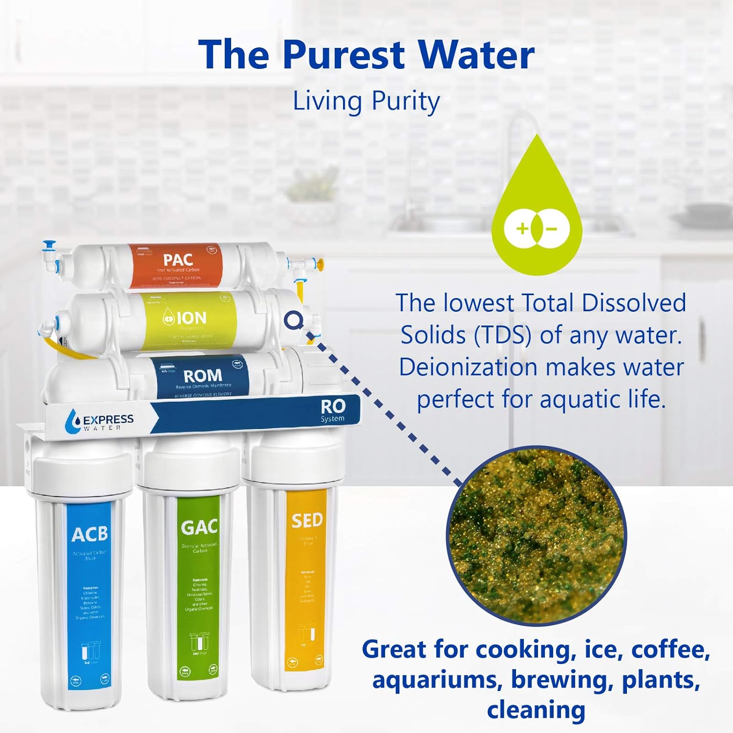 Express Water Deionization Reverse Osmosis Water Filtration System – 6 Stage RO DI Water Filter with Faucet and Tank – Distilled Pure – Under Sink Home Water Softener – 100 GPD: Home Improvement