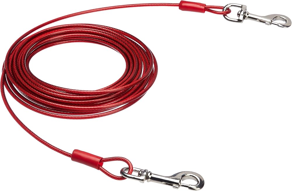 Amazon Basics Dog Tie Out Cable Up to 125 lbs 230 ft Red