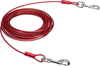Amazon Basics Dog Tie Out Cable Up to 125 lbs 230 ft Red