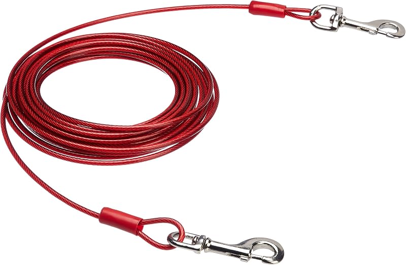 Amazon Basics Dog Tie Out Cable Up to 125 lbs 230 ft Red