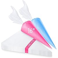 Tamodan Piping Bags 100PCS & 16 Inches Tipless Piping Bags, Extra Thick Pastry Bags Disposable, Non-Slip Icing Piping Bags Di