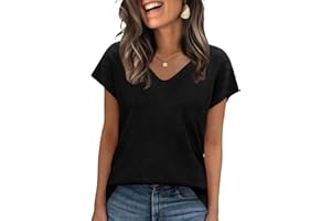 Womens Sweaters Short Sleeve Lightweight Knit Summer Fall Tops Dressy V Neck Work Blouses Business Casual Outfits