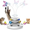 AIBORS Cat Toys - 4in1 Rechargeable Automatic Cat Toy Interactive Kitten Toy Whack a Mole Fluttering Butterfly Ambush Feather Track Balls Toys Rechargeable Feather Toys Indoor Exercise Kicker