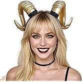MOSTORY Devil Goat Horns Headband - Demon Sheep Horn Headband for Adult Cosplay Halloween Renaissance Photoshoot (Detachable)