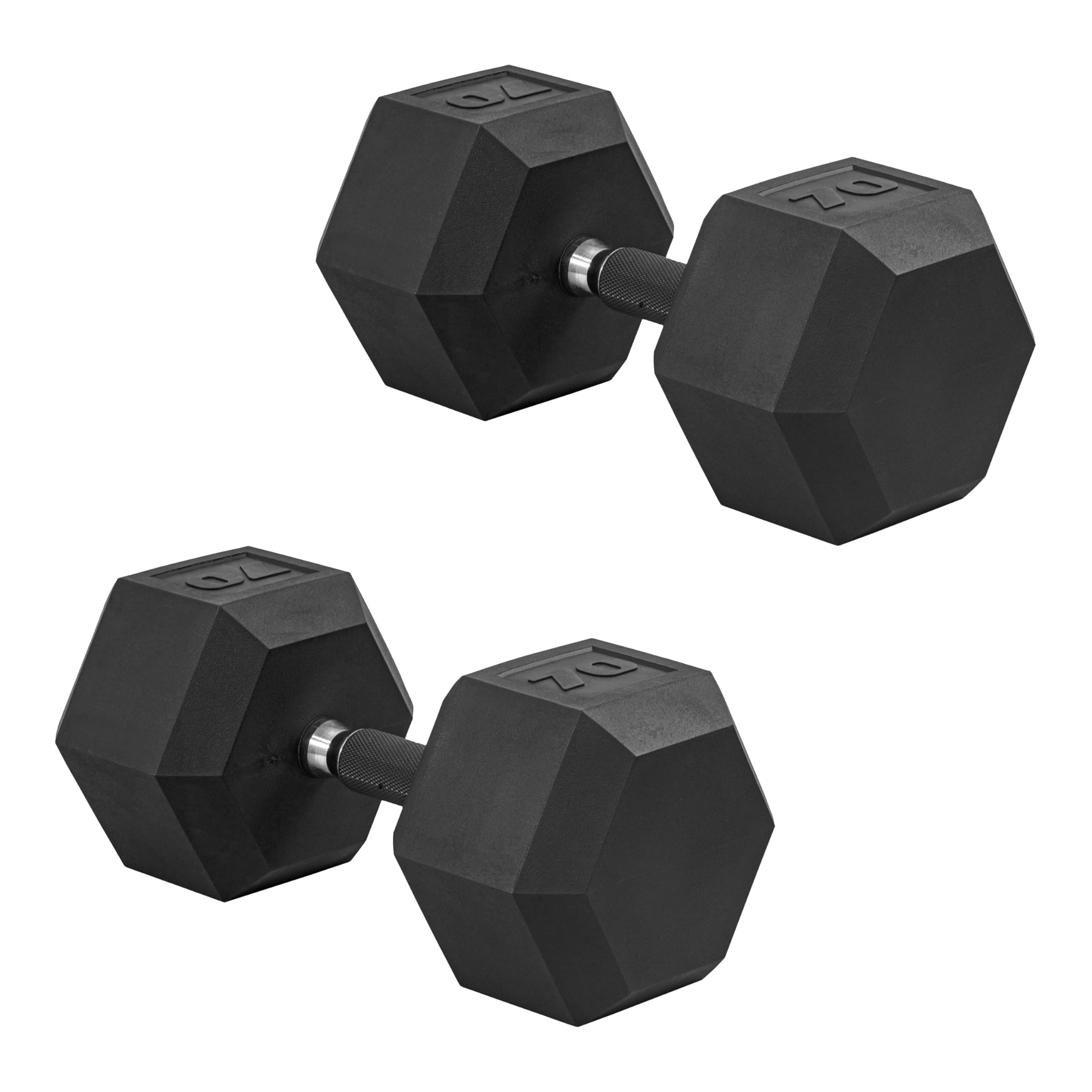 Photo 1 of (not a pair)(only one) CAP 70 LB Rubber Coated Hex Dumbbell Hand Weight with Padded Grip - Pair | Comfort Grip