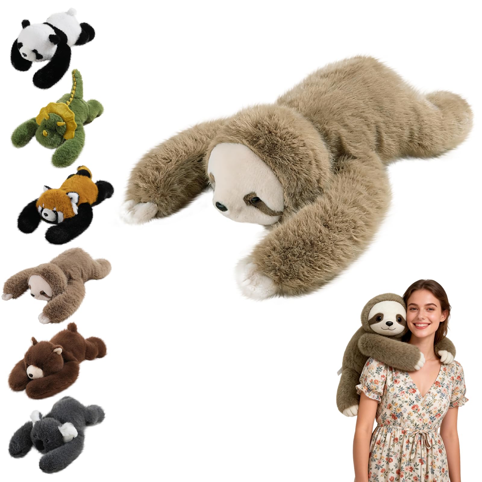 Weighted Sloth Plush Teddy, Soft Stuffed Animal Plushies, Cuddly Toy for Comfort & Relaxation, Pookie the Sloth Weighted Animals for Adults, Hugging Companion for Anxiety Relief & Sleep Support（65cm） — image 1