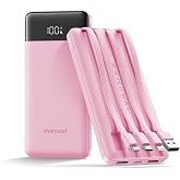 charmast Portable Charger Fast Charging,Built-in 4 Cables,6 Outs &amp; 4 Inputs | 22.5W 10000 mAh Power Bank USB C Battery Pack Charge 6 Devices at Once,compatible with iPhone,iPad,Samsung,Travel Essential