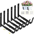 LukLoy Window Planter Box Brackets, 6 Pack Adjustable Heavy Duty Wall Mount Window Flower Boxes Outdoor with Bracket (6 to 12