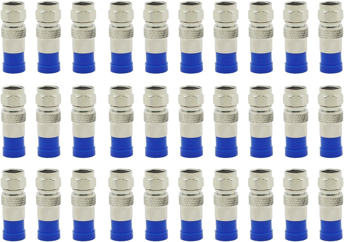 - 30Pcs RG6 Compression connectors Adapter RF coaxial Cable Converter F Type Wire Connector