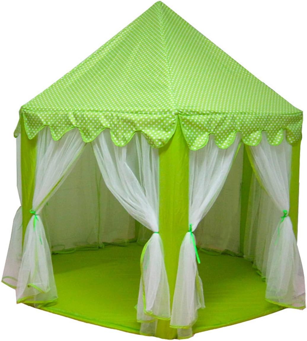 SHOPBIBLES Princess Castle Activity Kids Hexagon Play Tent Indoor Outdoor Toy House56 x 54 inch (Green)