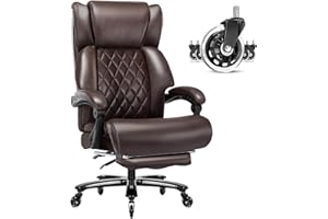 ZSQN Big and Tall Office Chair for Heavy People, High Back Recline Extra Wide Office Chair, Heavy Duty Executive Office Chair Comfortable for Home Office, Large Computer Desk Chair with Footrest Brown