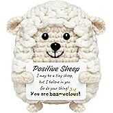 Positive Galentines Day Gifts for Women, Funny Sheep Positive Crochet Animals, Inspirational Valentines Day Gifts for Best Friend, Sister, Coworker, Teacher, Nurse, Stress Relief Gifts