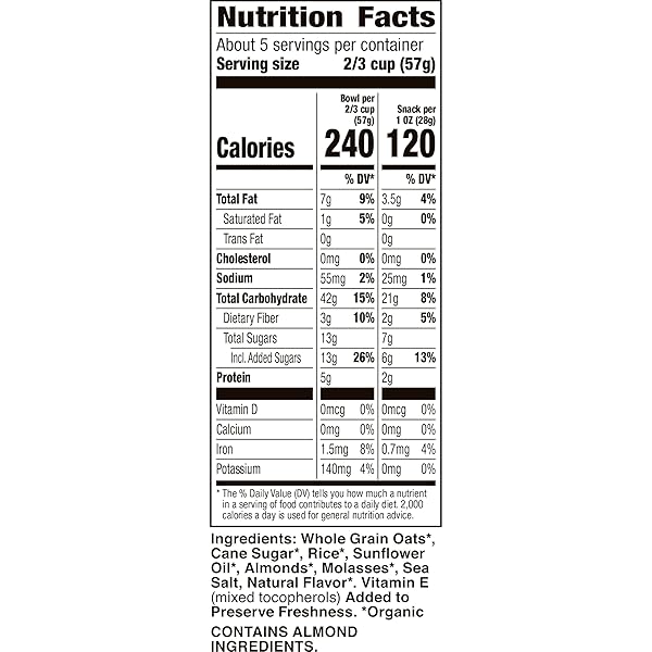 CASCADIAN FARM ORGANIC GRANOLA, FRENCH VANILLA ALMOND CEREAL, RESEALABLE POUCH, 11 OZ.
