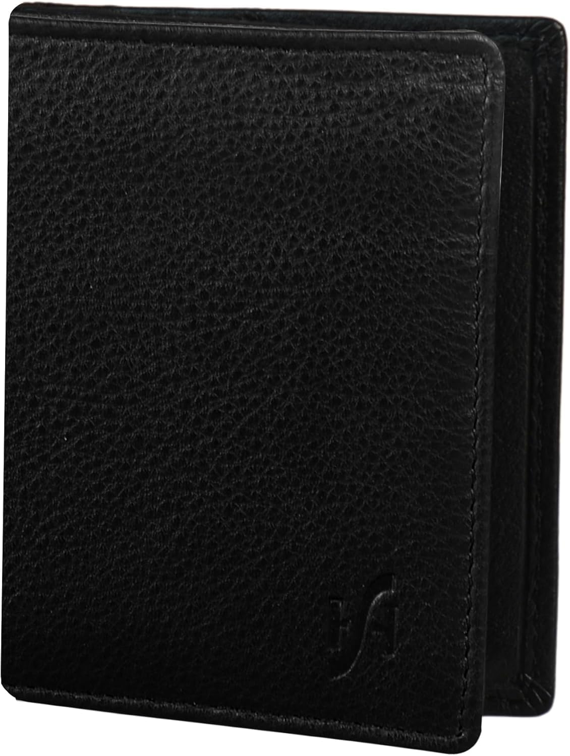 STARHIDE Men's Women's Slim Minimalist Cardholder | Real Leather Mini Credit Card Case Bifold Wallet Art-105 (Black)