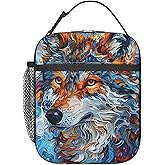 cromcu Insulated Lunch Box for Girls Boys Men Women Adults Kids Wolf Lunch Box for Work,Picnic,School,Travel,Hiking, Beach or Fishing Polyester Wolf Lunch Bag