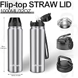 GOPPUS 1L Stainless Steel Water Bottle with Straw Leakproof Flip Lid view 4