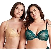 Curve Muse Women's Plus Size Add 1 and a Half Cup Push Up Underwire Lace Bras