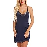 RSLOVE Lingerie For Women Lace Nightgown Sexy Sleepwear Full Slip Babydoll V-Neck Chemises Dress