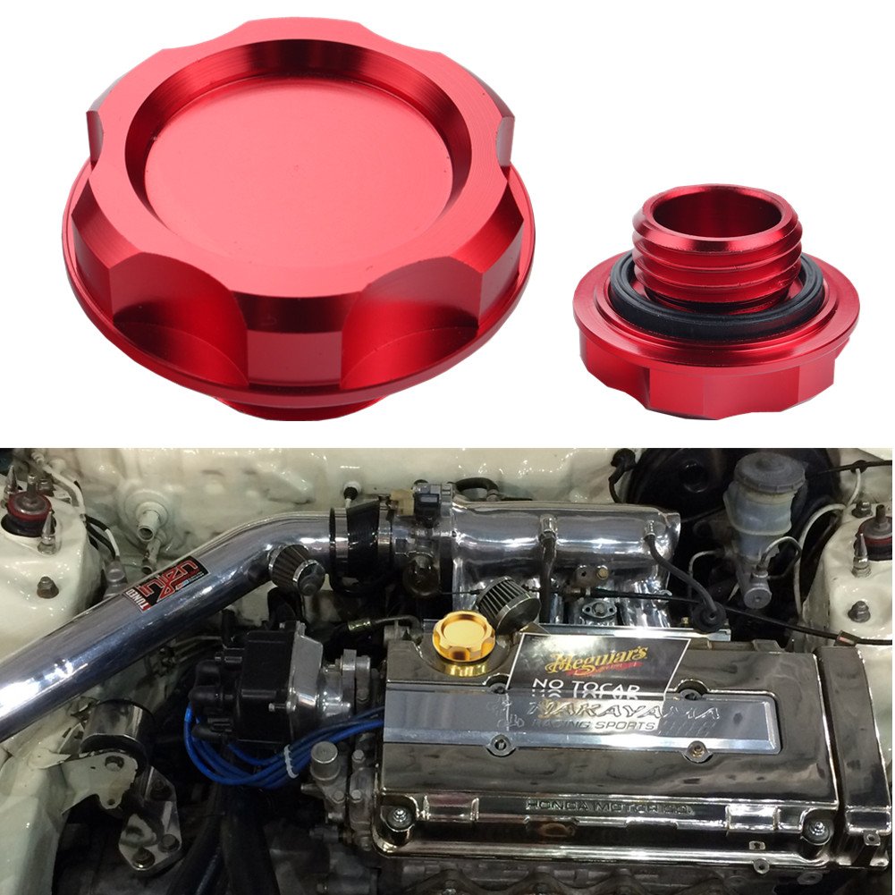 Amazon.com: Dewhel Billet Engine Oil Fuel Filler Tank Cap Cover For Honda  Acura Civic TL Color Red: Automotive