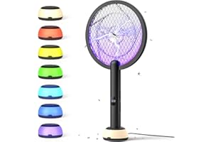 YISSVIC Electric Fly Swatter Bug Zapper Racket 4000V LED Screen Dual Modes Fly Zapper Rechargeable for Indoor Home Office Backyard Patio Camping