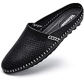 YiCeirnier Mens Mules Clog Slippers Breathable Punching Leather Slip on Shoes Casual Loafers