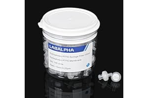 LABALPHA Syringe Filters PTFE 100 Pack Lab Filters Pore Size Hydrophobic Filtration (13mm 0.22μm)