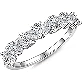 SMILEST Moissanite Wedding Band for Women, Marquise and Round Lab Created Moissanite 925 Sterling Vintage Cluster Anniversary Band for Women