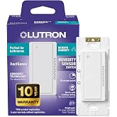 Lutron Humidity Sensor Switch, 3 Amp Single Pole, for Exhaust Fans | Auto On/Auto Off sensor for bathroom or basement fans, automatic moisture control, delay off timer, MS-HS3G-WH, White