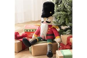 Phantoscope Nutcracker Christmas Throw Pillow Handcrafted Velvet Decorations Decor Pillow Family Kids Gift for Indoor Living Room Sofa Couch, Red 9 x 24 Inches