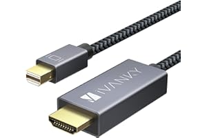 Mini DisplayPort to HDMI Cable 6.6ft, iVANKY Mini DP to HDMI, Braided/Alum Shell/Optimal Chip Solution,Thunderbolt 2 to HDMI Cable for MacBook Air/Pro,Surface Pro/Dock,Monitor,Projector and More-1080P