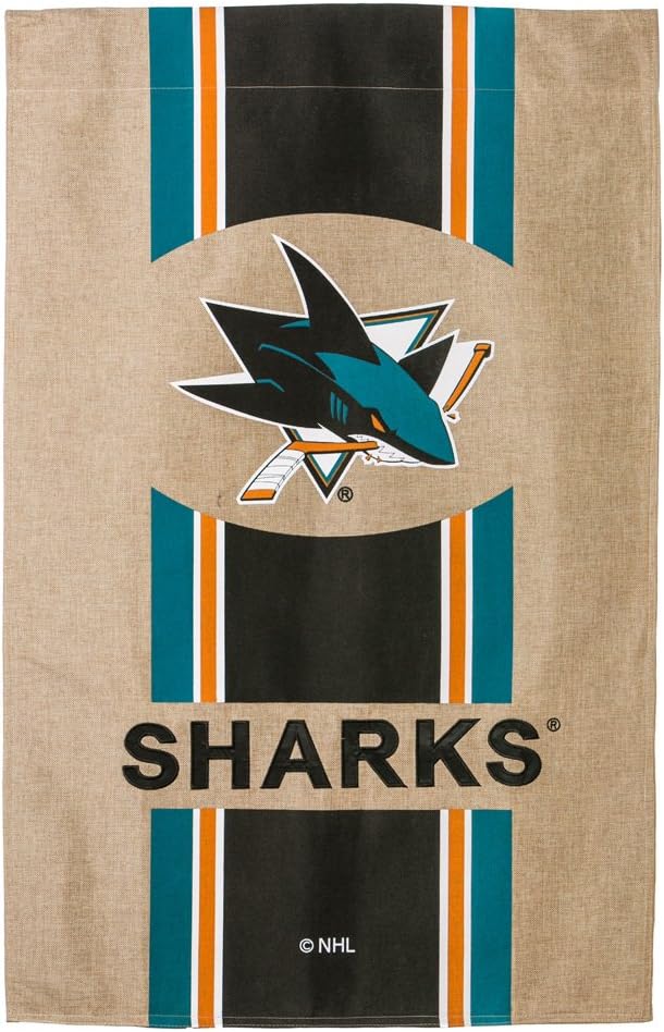 Team Sports America Burlap San Jose Sharks House Flag, 28 x 44 inches