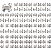Opexicos 50Pcs Crab Charms Crab Pendants Antiqued Silver Tone Double Sided Making DIY Handmade Accessories Craft 15 x 16 mm
