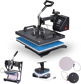 Lartuer Transferpresse Tassenpresse Textilpresse T Shirtpresse Heat Press Machine 5 in 1 Mulitifunktional Sublimation 360-Grad-Drehung (5IN1)