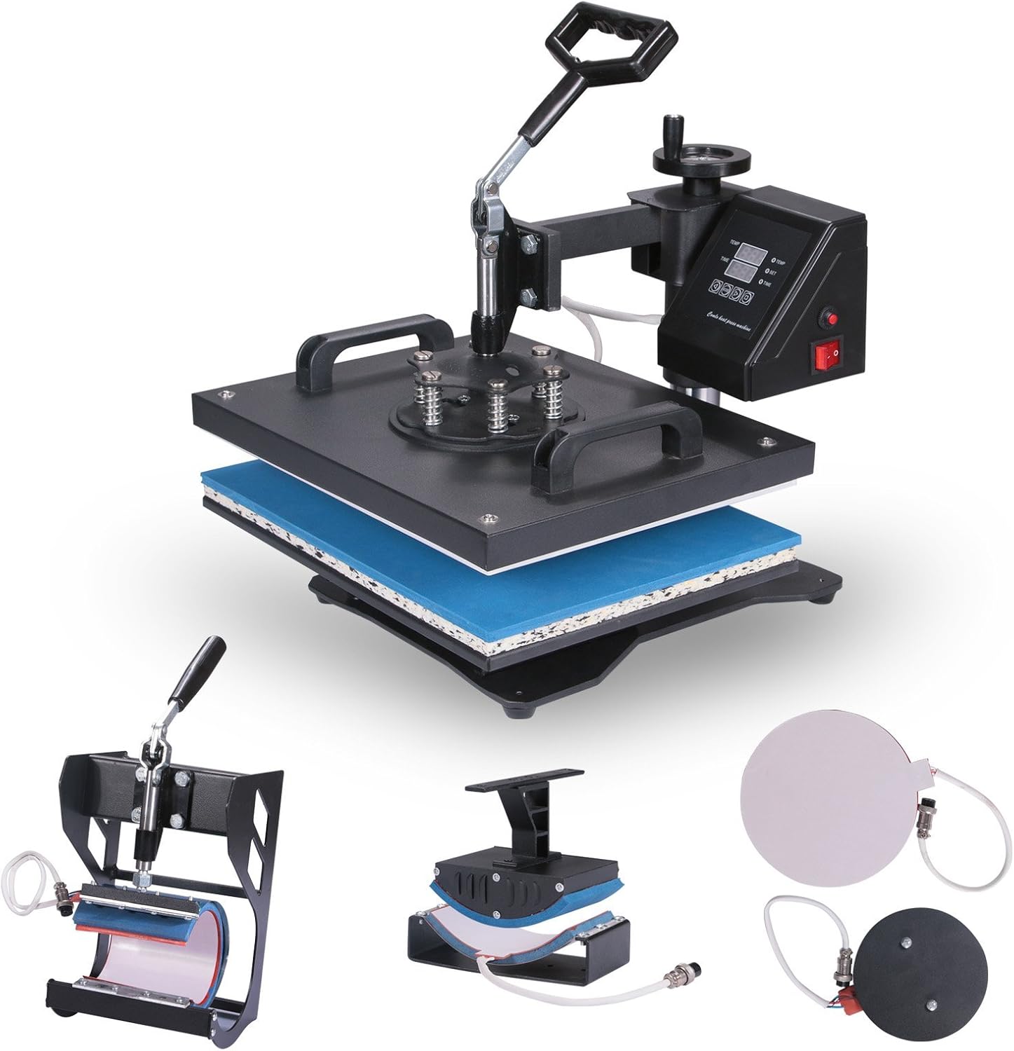 Lartuer Transferpresse Tassenpresse Textilpresse T Shirtpresse Heat Press Machine 5 in 1 Mulitifunktional Sublimation 360-Grad-Drehung (5IN1)