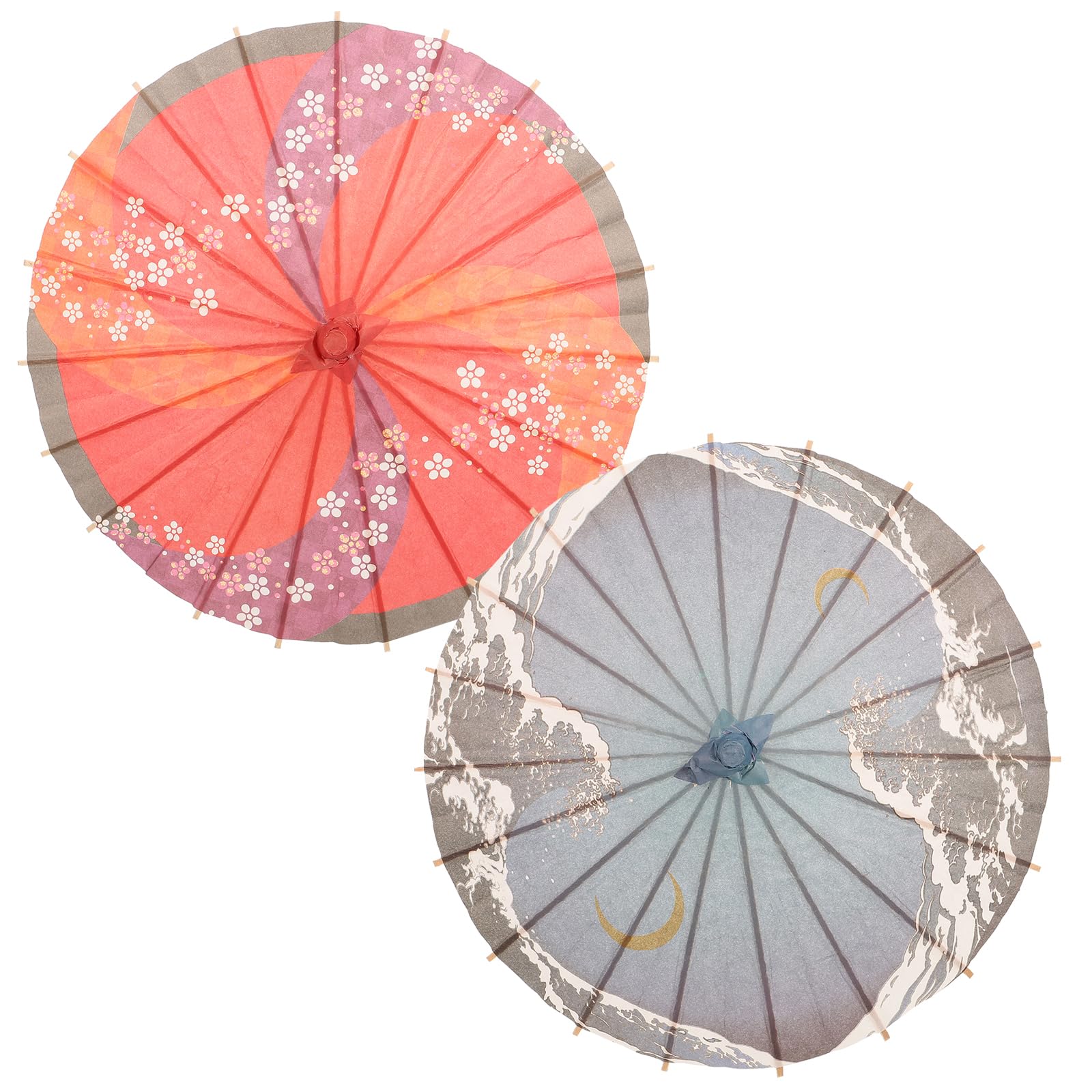 Photo 1 of PRETYZOOM 2Pcs Oiled Paper Umbrella Small Japanese Chinese Style Paper Umbrella Bulk Umbrellas Wedding Umbrella Oil Paper Oriental Parasol Asian Paper Umbrella Dancing Props