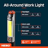 NEBO Big Larry 3 Light 600 Lumen Work Light Red Hazard + 220 Lumen Top Light view 5