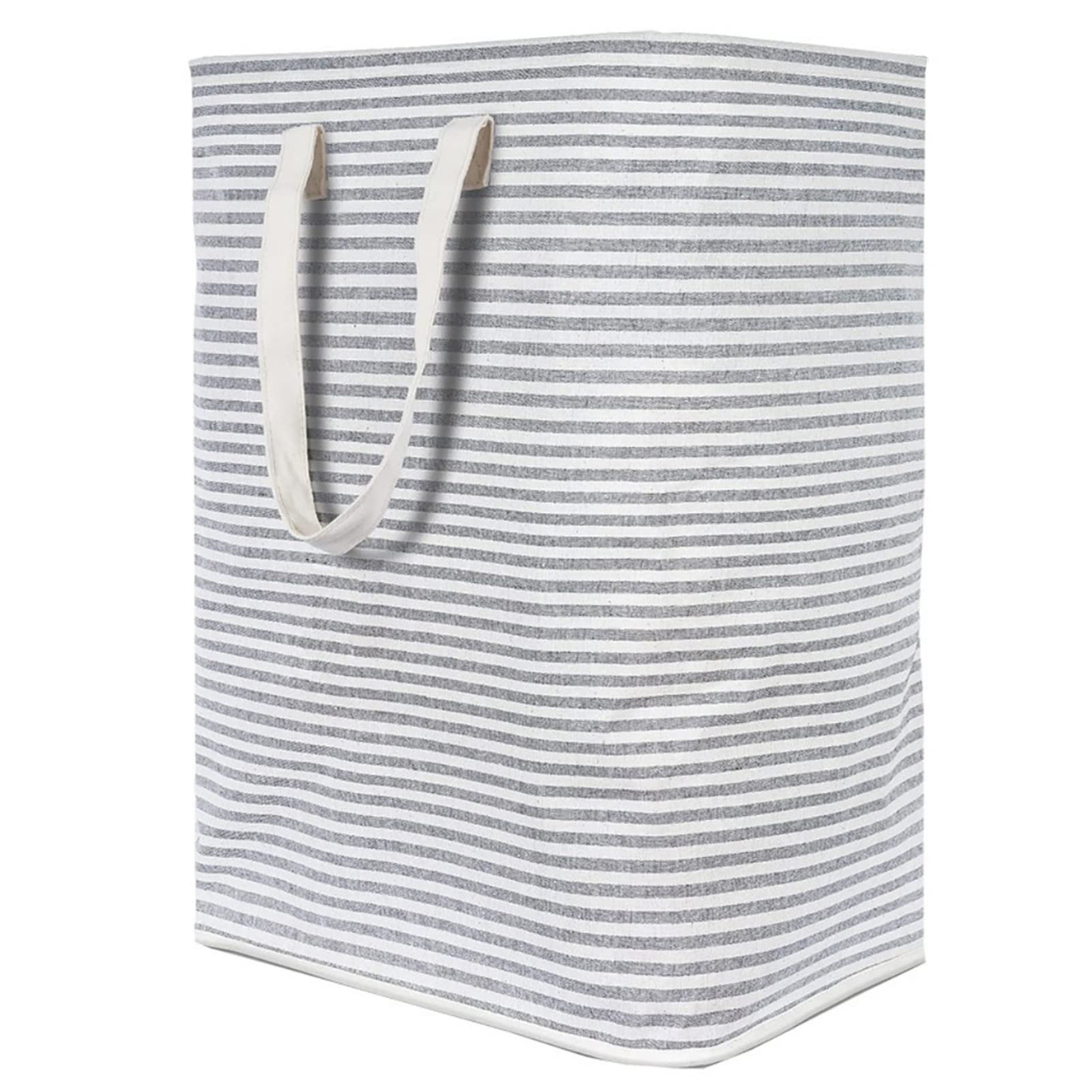 Foldable Laundry Hamper with Waterproof Coating, 75L Capacity, Lightweight Portable Storage Basket (Grey Stripe)
