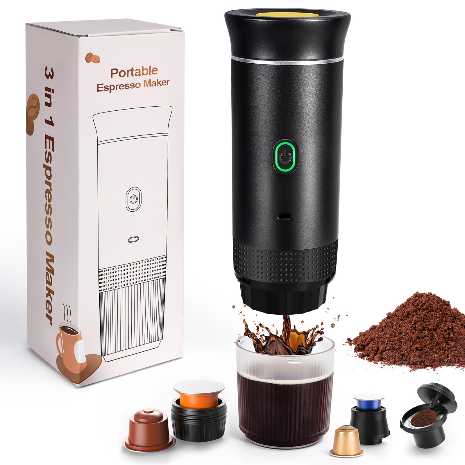 Photo 1 of ***MISSING PARTS***
Nsyee Electric Espresso Machine, 3 In 1 Portable Coffee Maker for Travel, 4-6 min Self-Heating, Compatible with Ground Coffee & Large Capsules, Small Capsules, for Hiking, Camping, RV, Office (Black)