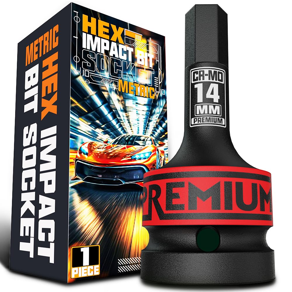 KIRXST 3/4" Impact Hex Bit Socket, H14 (14mm) Allen Key Socket, Premium CR-MO Steel, Metric 100mm Length