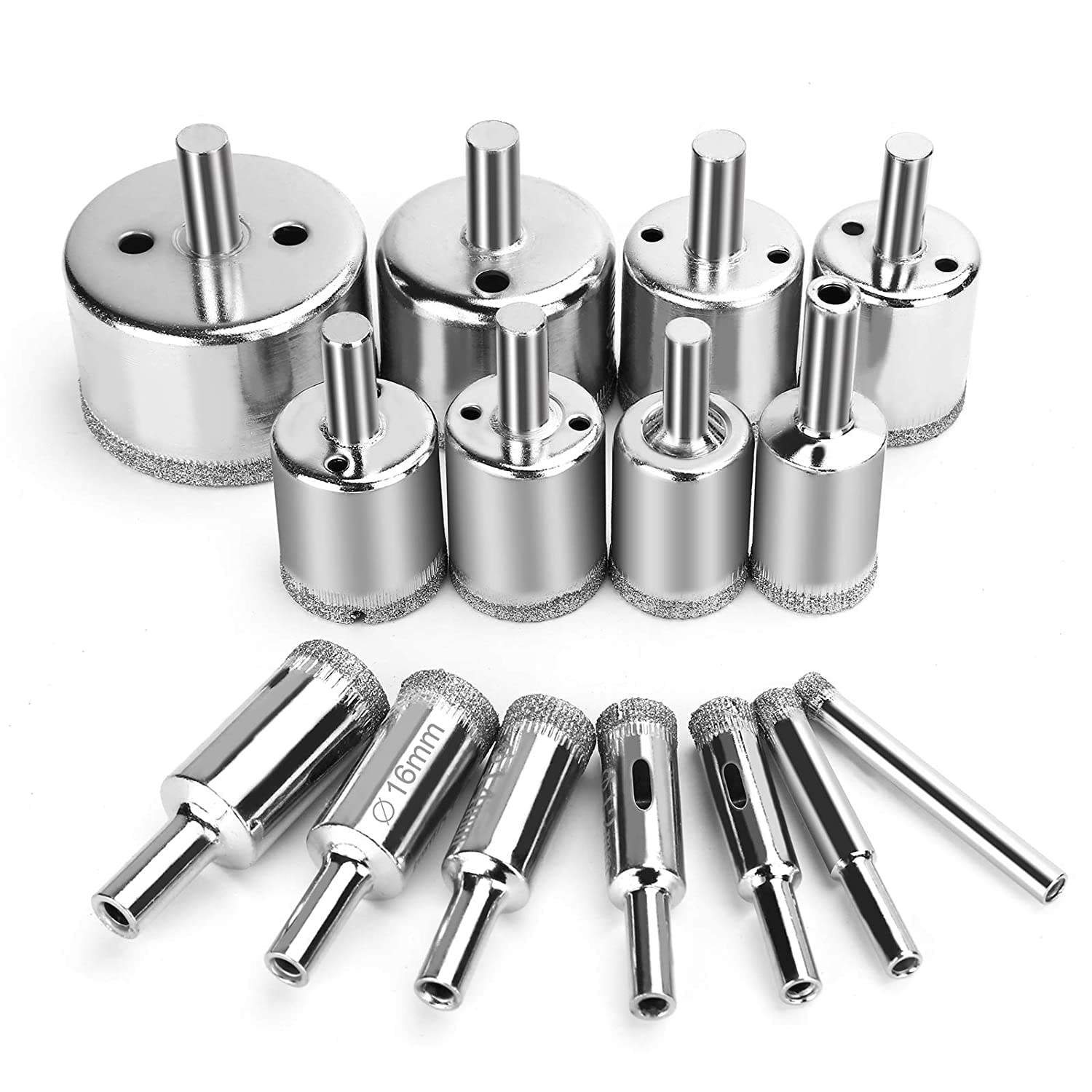 LATERN 15Pcs Diamond Drill Bit Set, Hole Saw Drill Bits Tools Diamond Hollow Core Cutter for Glass Tile Ceramic Marble Porcelain (φ6-50mm)