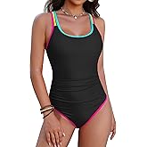 Blooming Jelly Womens Tummy Control Bathing Suit Modest One Piece Swimsuits Slimming Scoop Neck Neon 2026 Swim Suit