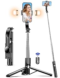 45" Selfie Stick Tripod with 2 Lights, Extendable 5