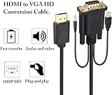 zdyCGTime HDMI to VGA Adapter 4K 1080P Cable USB Audio 1M Gold-Plated view 7