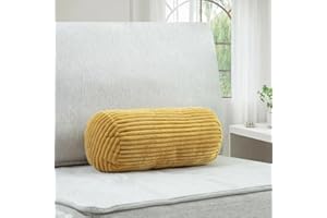 CHERRYARN Long Cylinder Pillow – 6x14 Inch Corduroy Lumbar Pillow, Shredded Sponge Filled for Neck, Back, Leg, Knee & Arm Sup