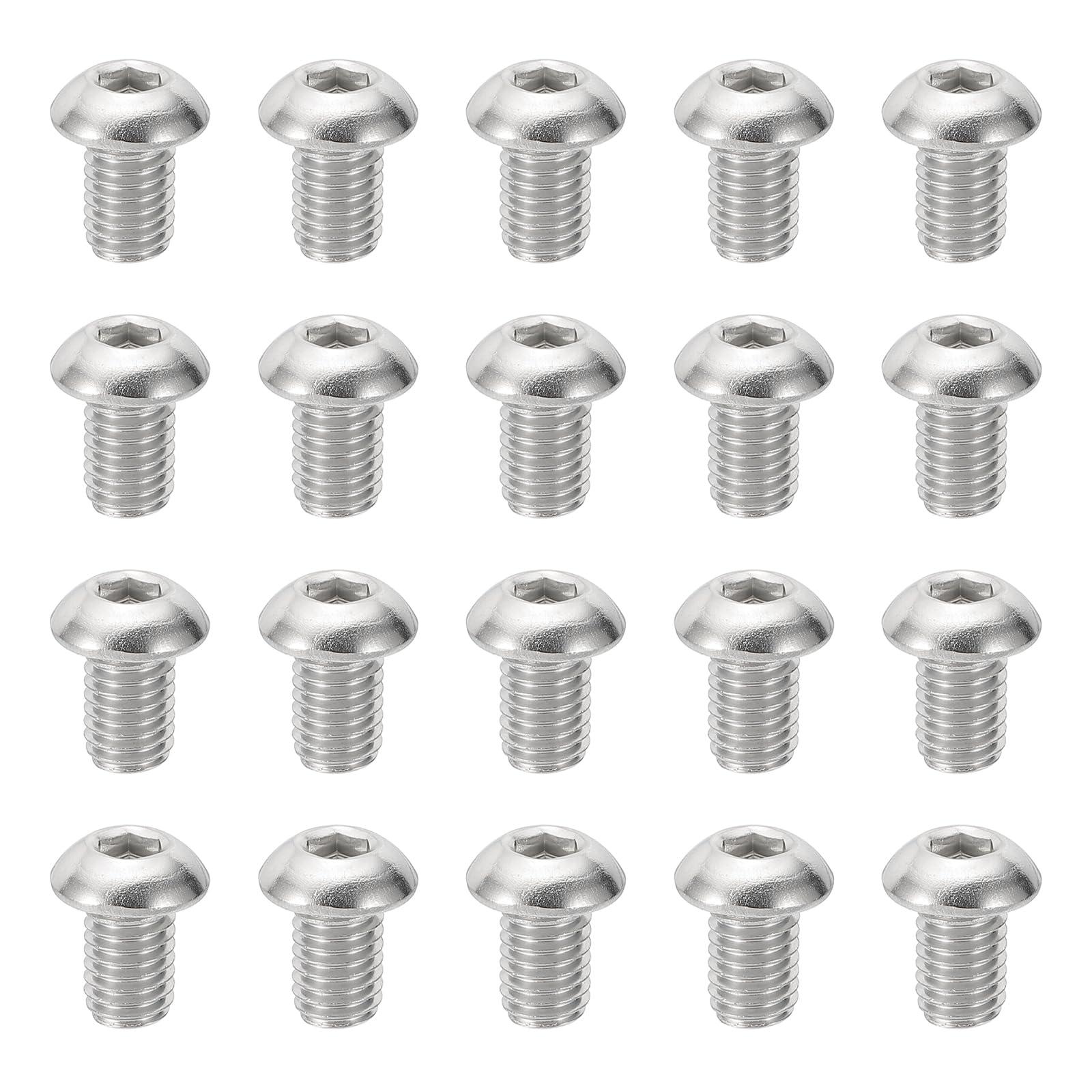 PATIKIL M8-1.25x12mm Button Head Socket Cap Screws, 20 Pcs 304 Stainless Steel 18-8 Hex Socket Cap Screw Bolts Allen Hex Drive Full Machine Thread