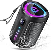 aowoka Bluetooth Speaker, 2026 Portable Wireless Speakers with Led Light, Bluetooth 5.4, 15H Playtime, Enhanced Bass, IPX7 Waterproof, Outdoor Speaker for Travel, Sport, Party, Biking.