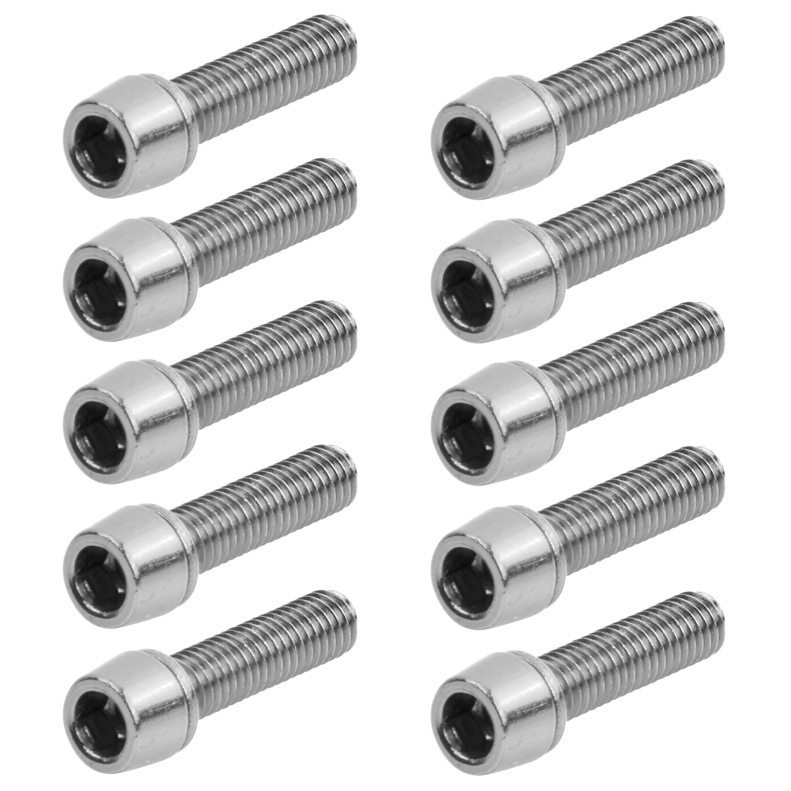 Fangehong 10 Pcs Bicycle Stem Bolts, M5 x 20mm Bike Disc Brake Caliper Bolts with Washers, 4 Colors Bike Stem Fixed Screws, Handlebar Stem Screws for Mountain Road Bicycle (Silver)